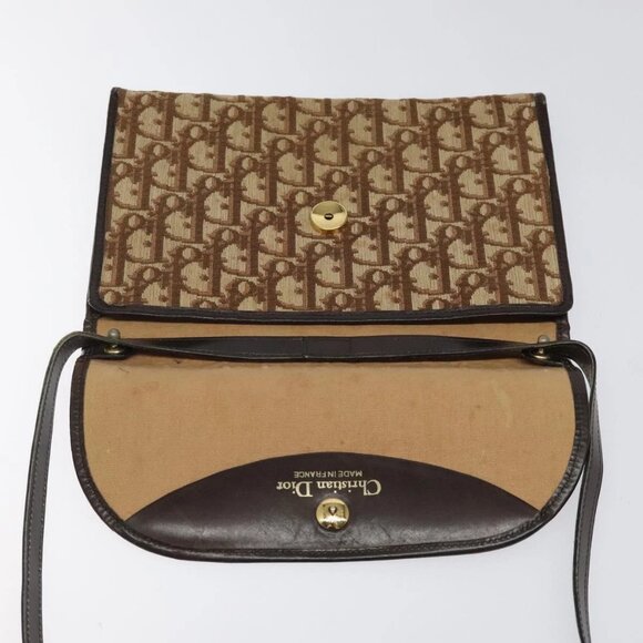 Christian Dior Trotter Canvas Shoulder Bag Brown Gold Auth - Picture 8 of 16
